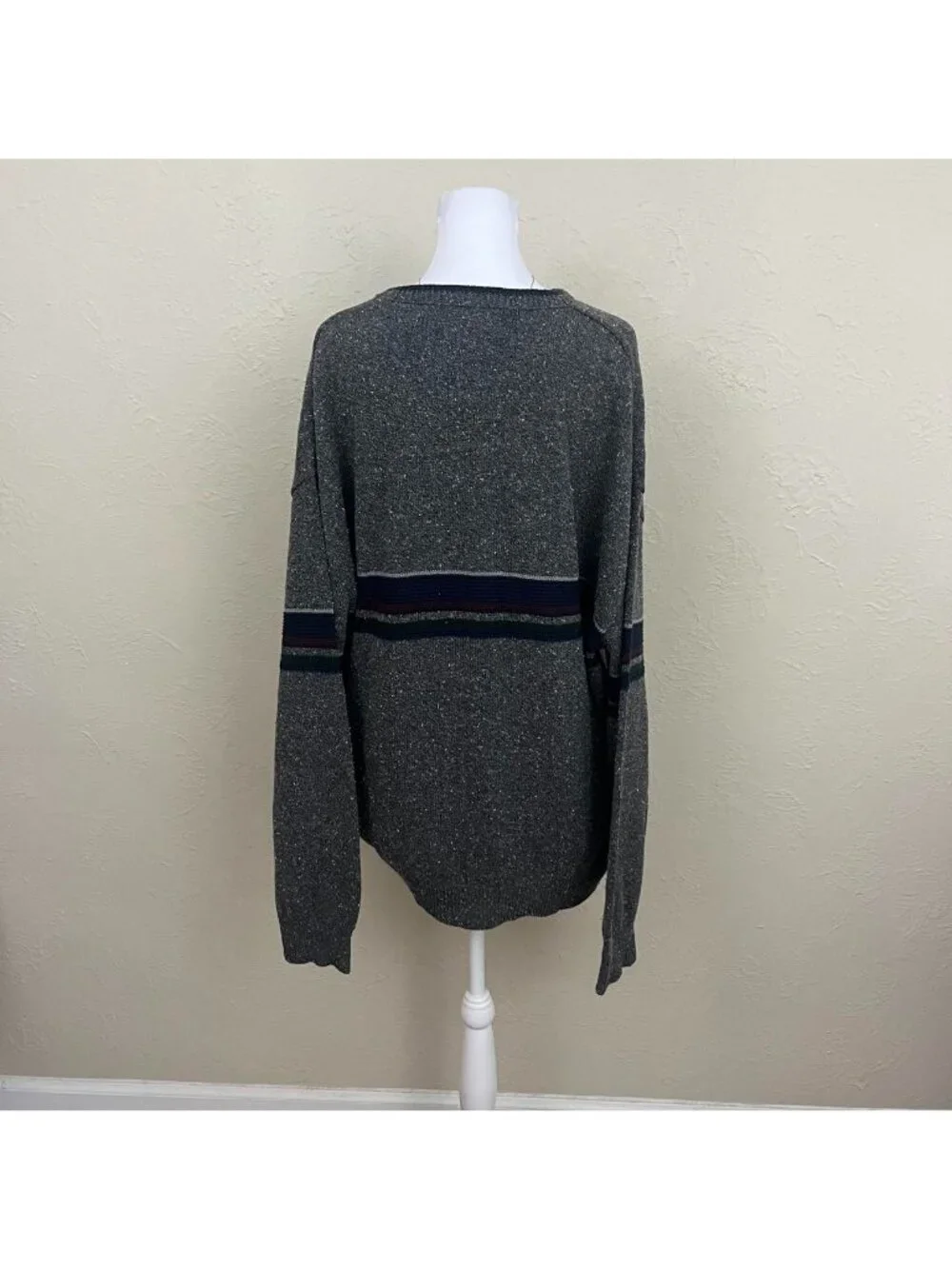 90s gray striped preppy indie skater sweater